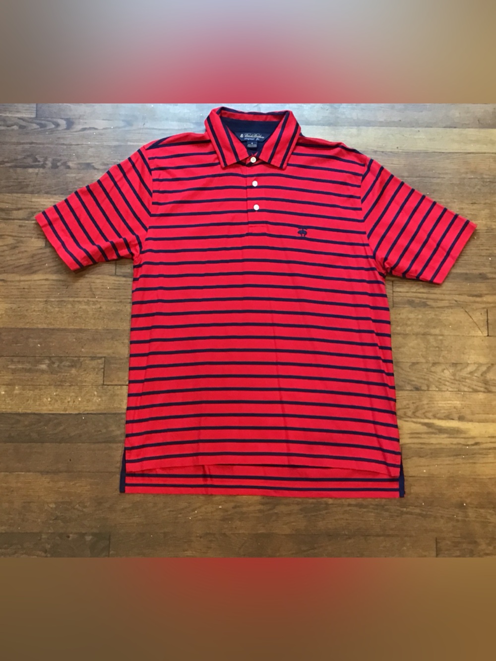 Brooks Brothers Red and Navy Striped Polo